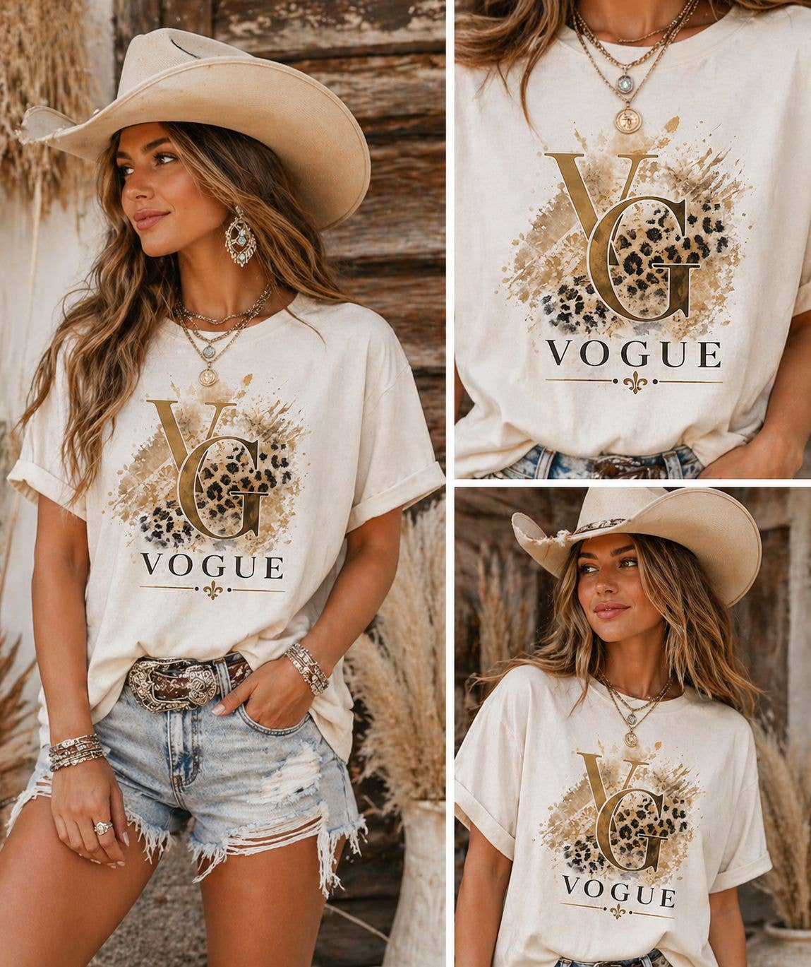 Whiskey & Lace Outfitters /The Longhorn Hippie Co. - Vogue Leopard Luxe Graphic Tee