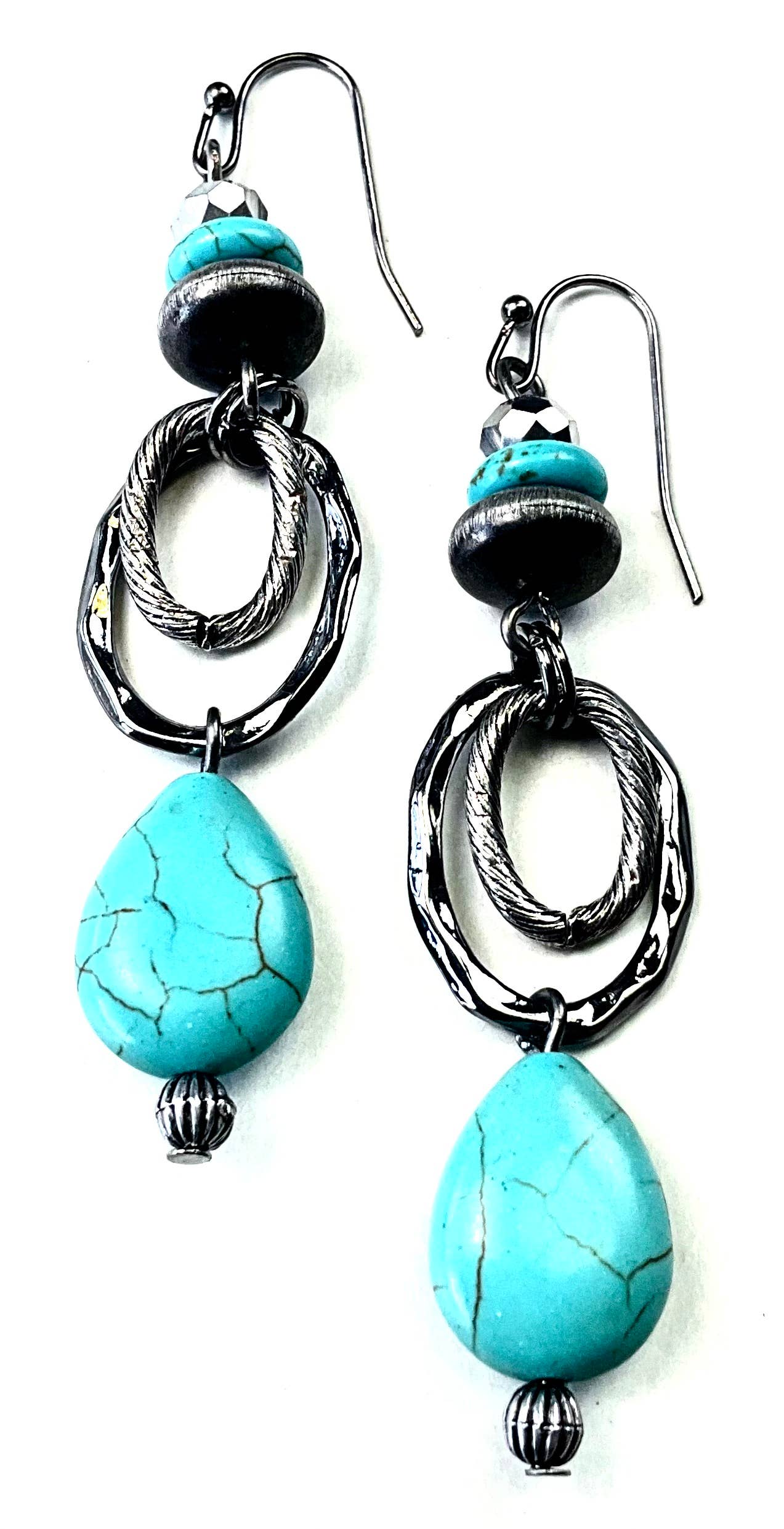Lost & Found Trading - SF871 ER BEADED W/STACKED OVAL RINGS DANGLE