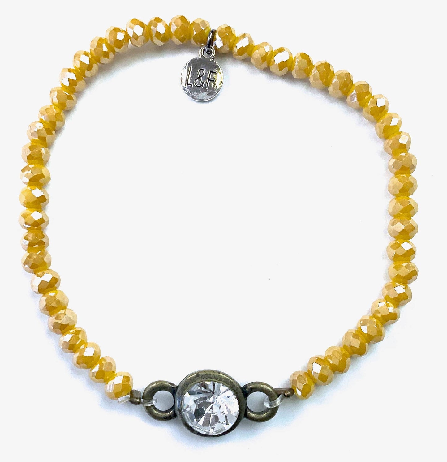 Lost & Found Trading - B024Y BR-Faceted Glass Stretch & Crystal/Yellow
