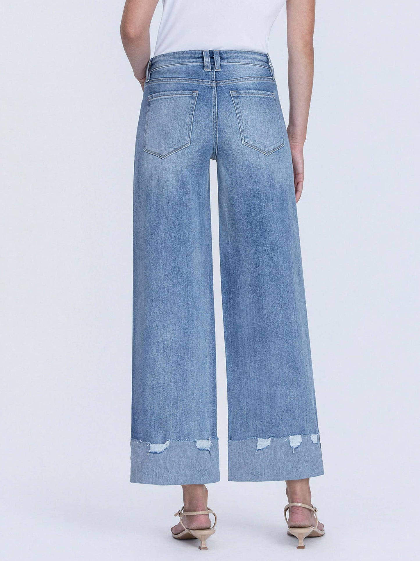 Lovervet by VERVET - HIGH RISE MEDIUM WASH CUFFED WIDE JEANS LV1604: NOVELTY / 30