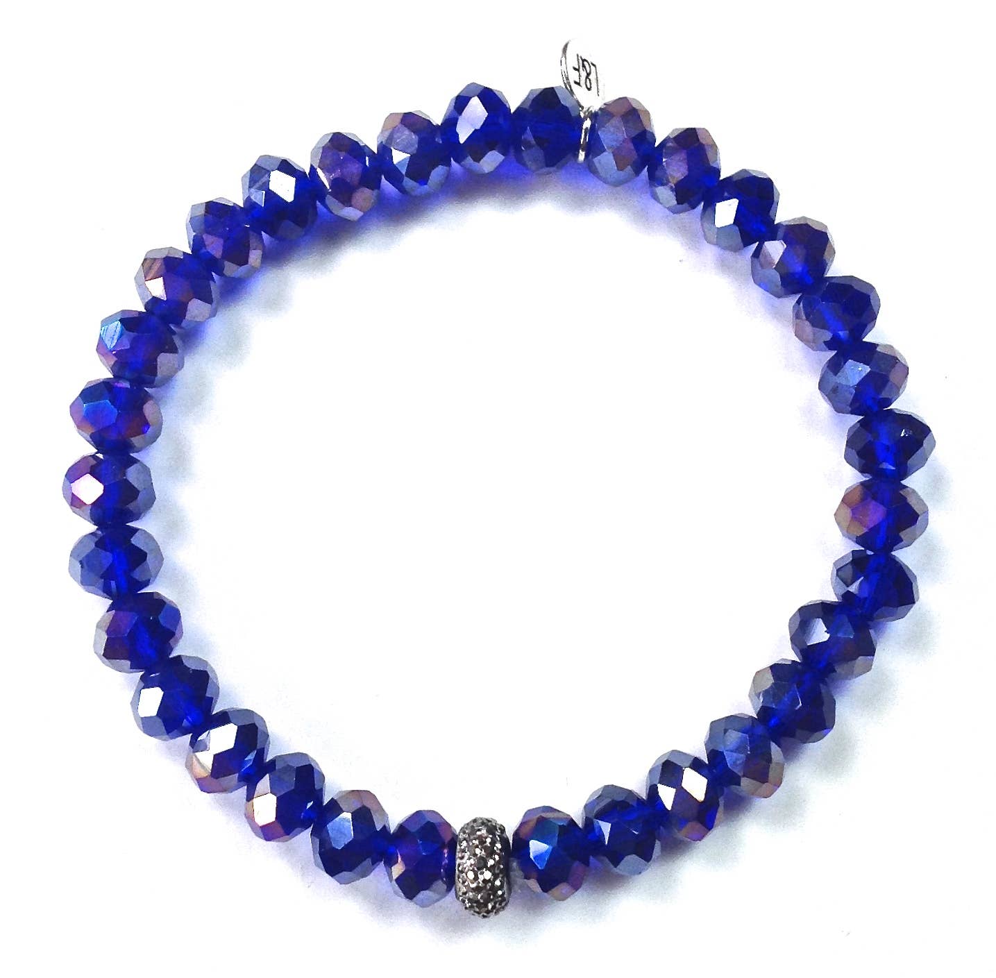 Lost & Found Trading - 8XB17 BR-8mm Faceted Glass Stretch/Blue