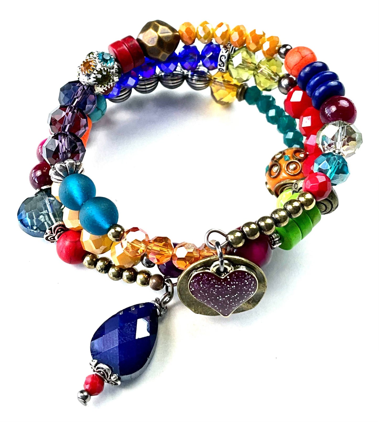 Lost & Found Trading - LS784 BR MIXED BEADED COIL W/DANGLES