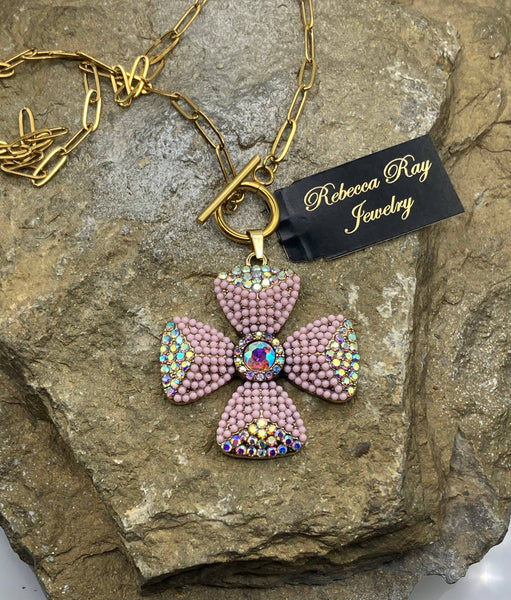 Rebecca Ray Jewelry - Boho Pink Floral Charm Necklace