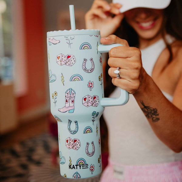 Katydid - Lucky Girl Western Tumbler with Handle