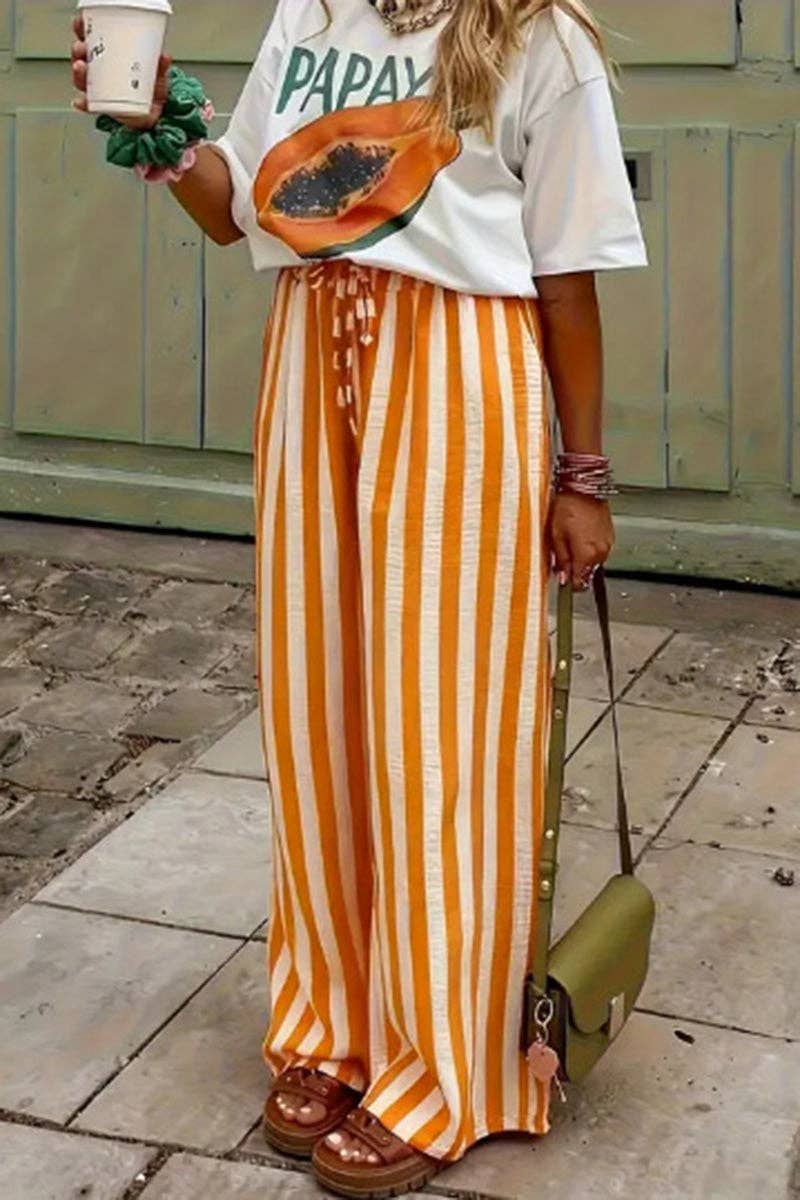 Soli Echo - Striped Wide-Leg Casual Pants