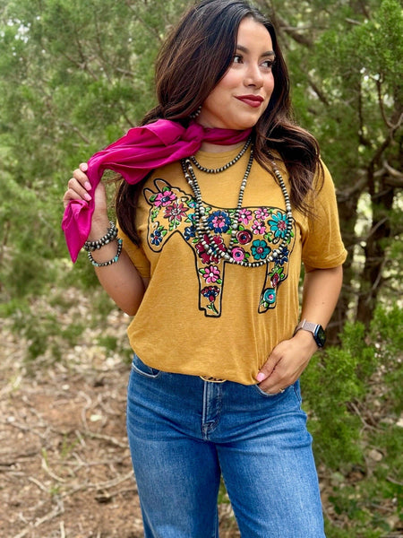 Texas True Threads - Barbara's Floral Donkey Tee