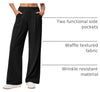 Wrinkle-Free Waffle Wide Leg Pants