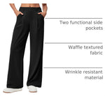 Wrinkle-Free Waffle Wide Leg Pants