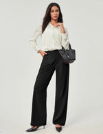 Wrinkle-Free Waffle Wide Leg Pants