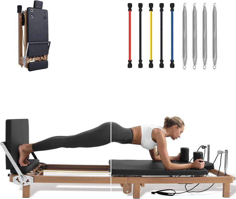 Foldable Wood Grain Pilates Reformer