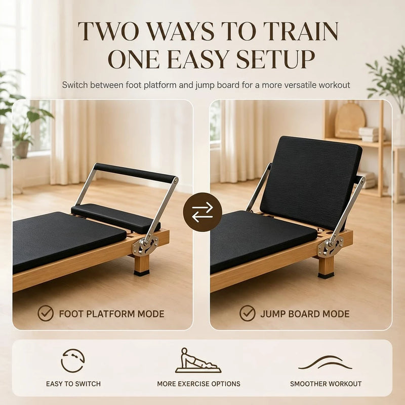 Foldable Wood Grain Pilates Reformer