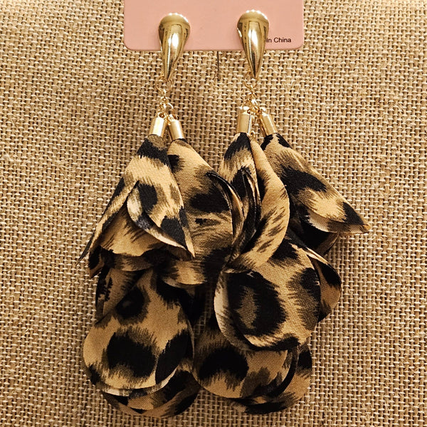 Singing River Boutique - Sheer Leopard Chiffon Dangle Earrings – Lightweight Statement Studs