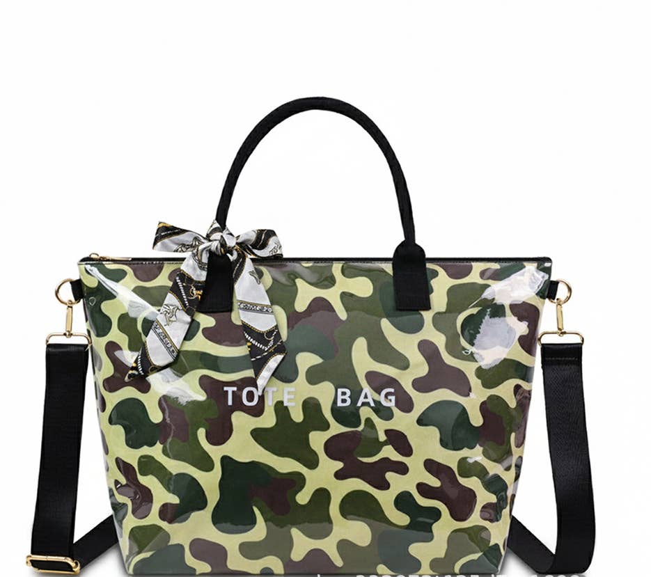 MKS America - Zip Checkered tote crossbody leopard waterproof beach bag