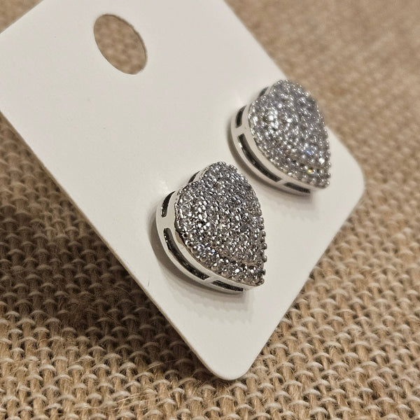Singing River Boutique - Heart Pave Crystal Stud Earrings