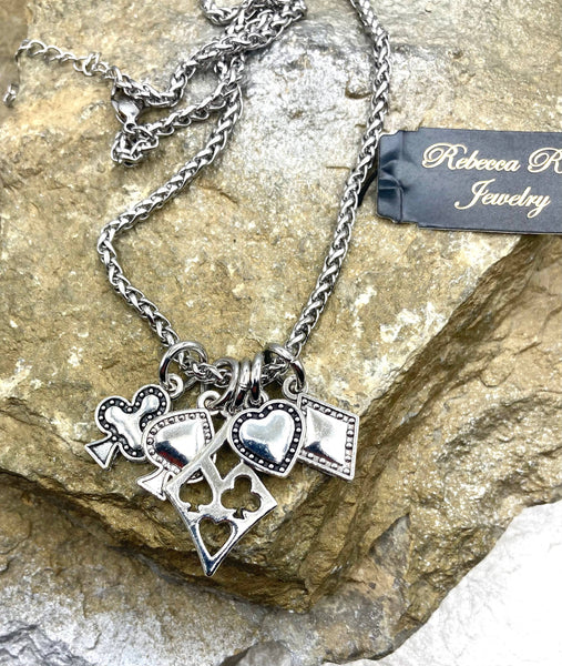 Rebecca Ray Jewelry - Vintage Boho Silver Charm Necklace with Deck‑Suite Charms