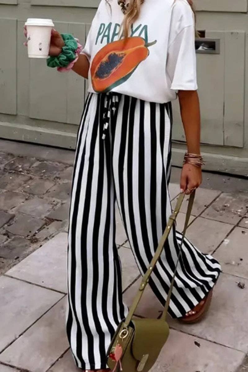 Soli Echo - Striped Wide-Leg Casual Pants
