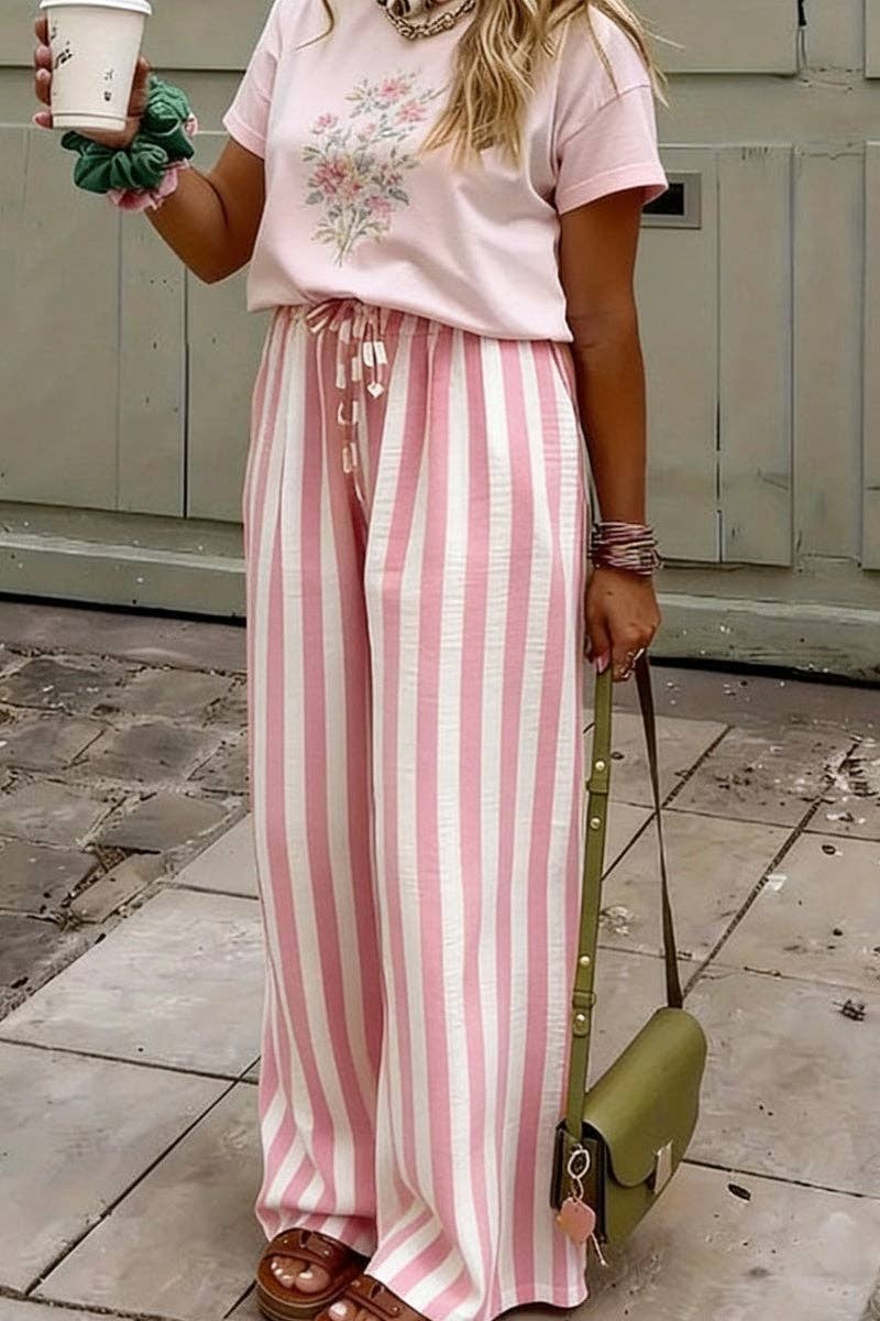 Soli Echo - Striped Wide-Leg Casual Pants