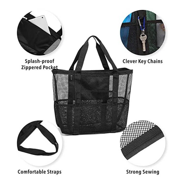 MKS America - Beach mesh bag swim hollow out tote bag