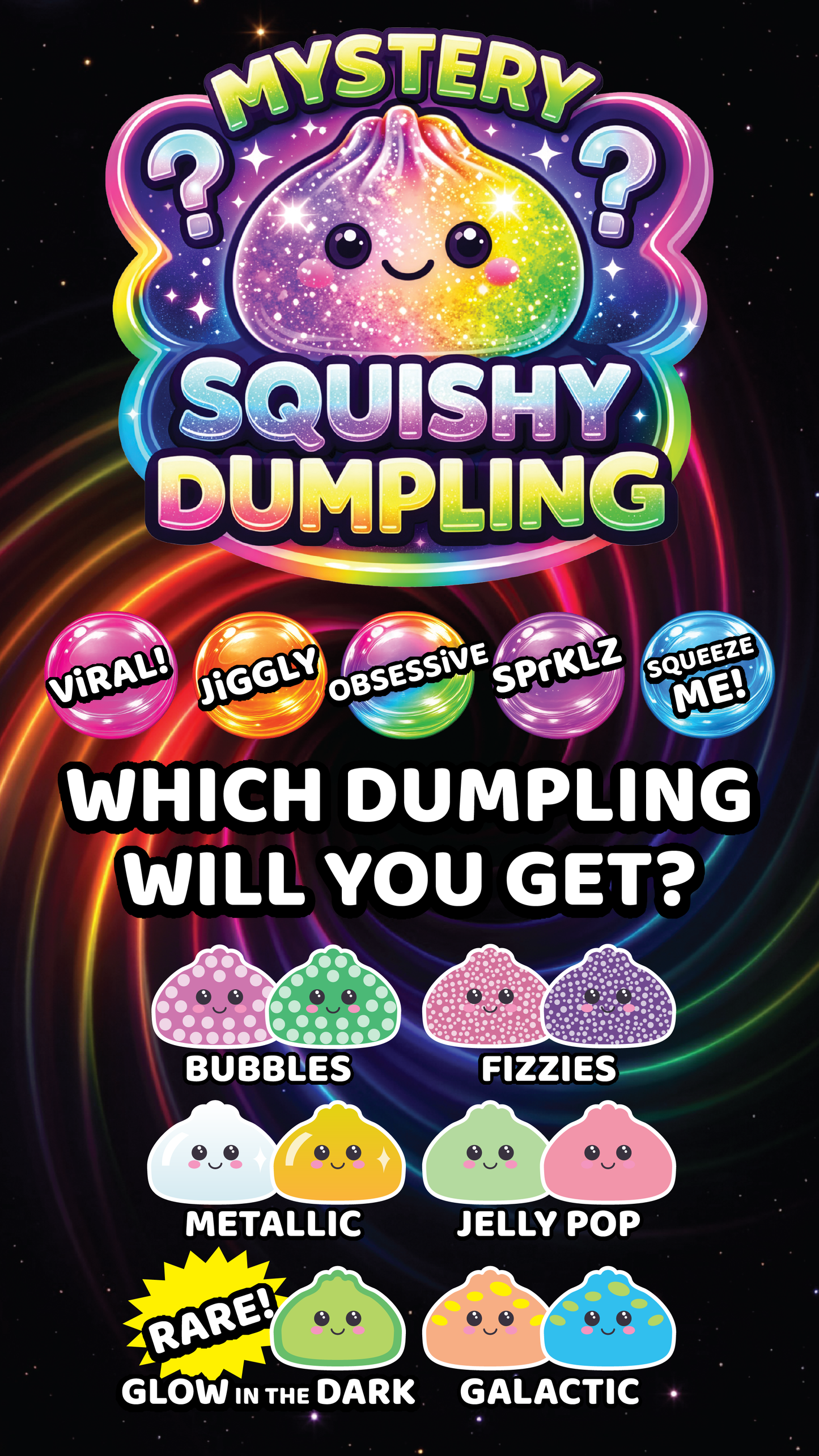 Novelty Brands - Fun Doh Mystery Dumpling Squishies | 12-Piece Retail Display