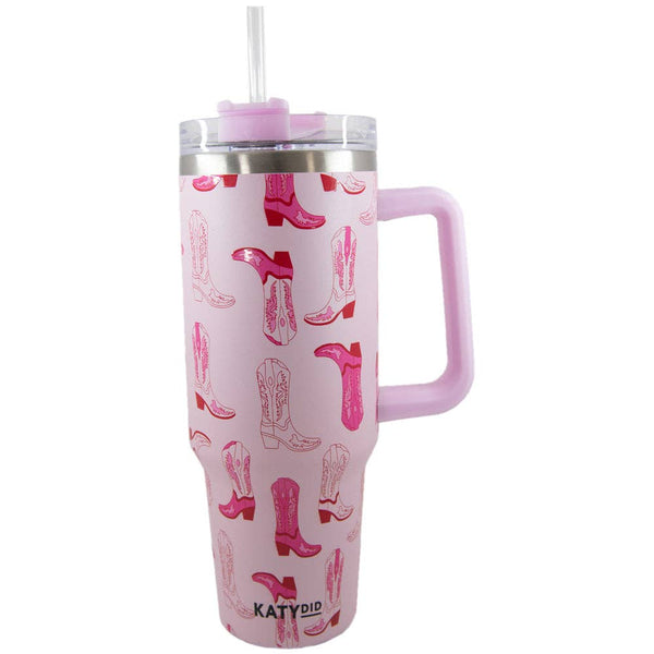 Katydid - Light Pink Western Boots Tumbler Cup