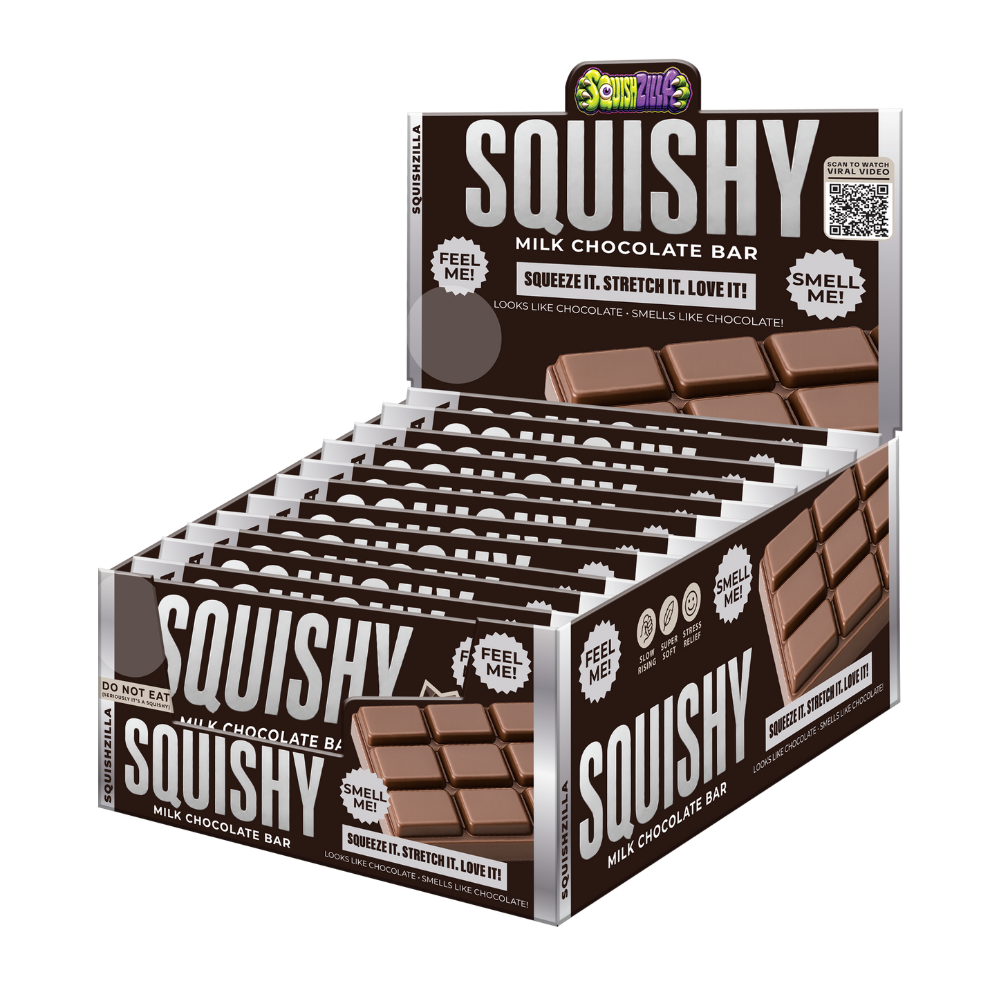 Novelty Brands - Fun Doh Slow Rise Scented Squishy Chocolate Bar - 12/Display