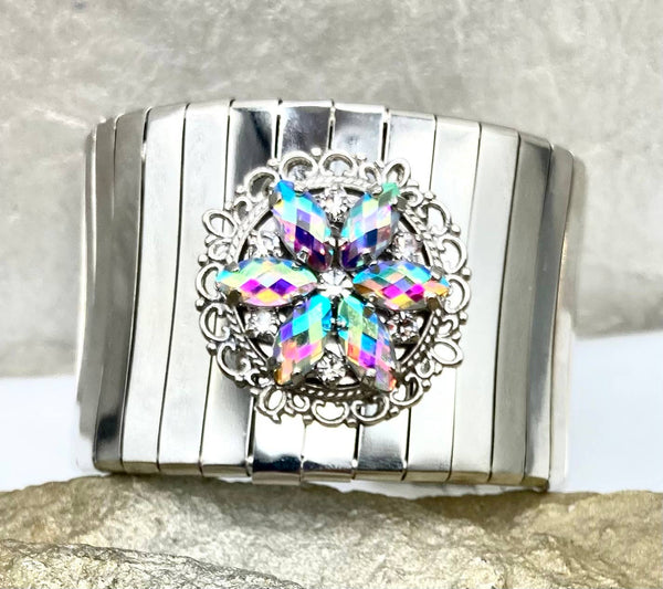 Rebecca Ray Jewelry - Boho Floral  Crystal  Statement Cuff Bracelet
