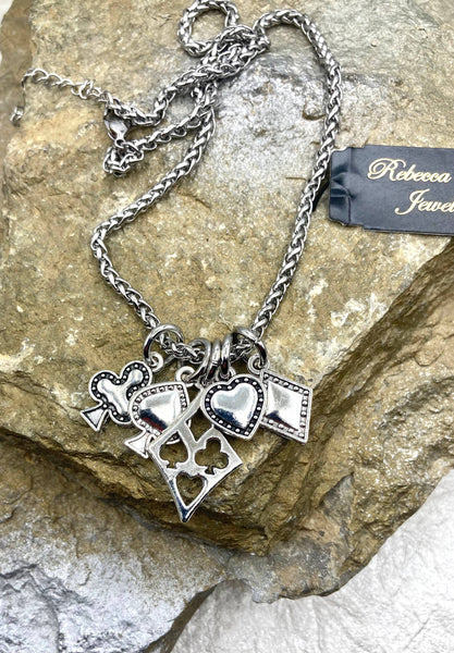 Rebecca Ray Jewelry - Vintage Boho Silver Charm Necklace with Deck‑Suite Charms