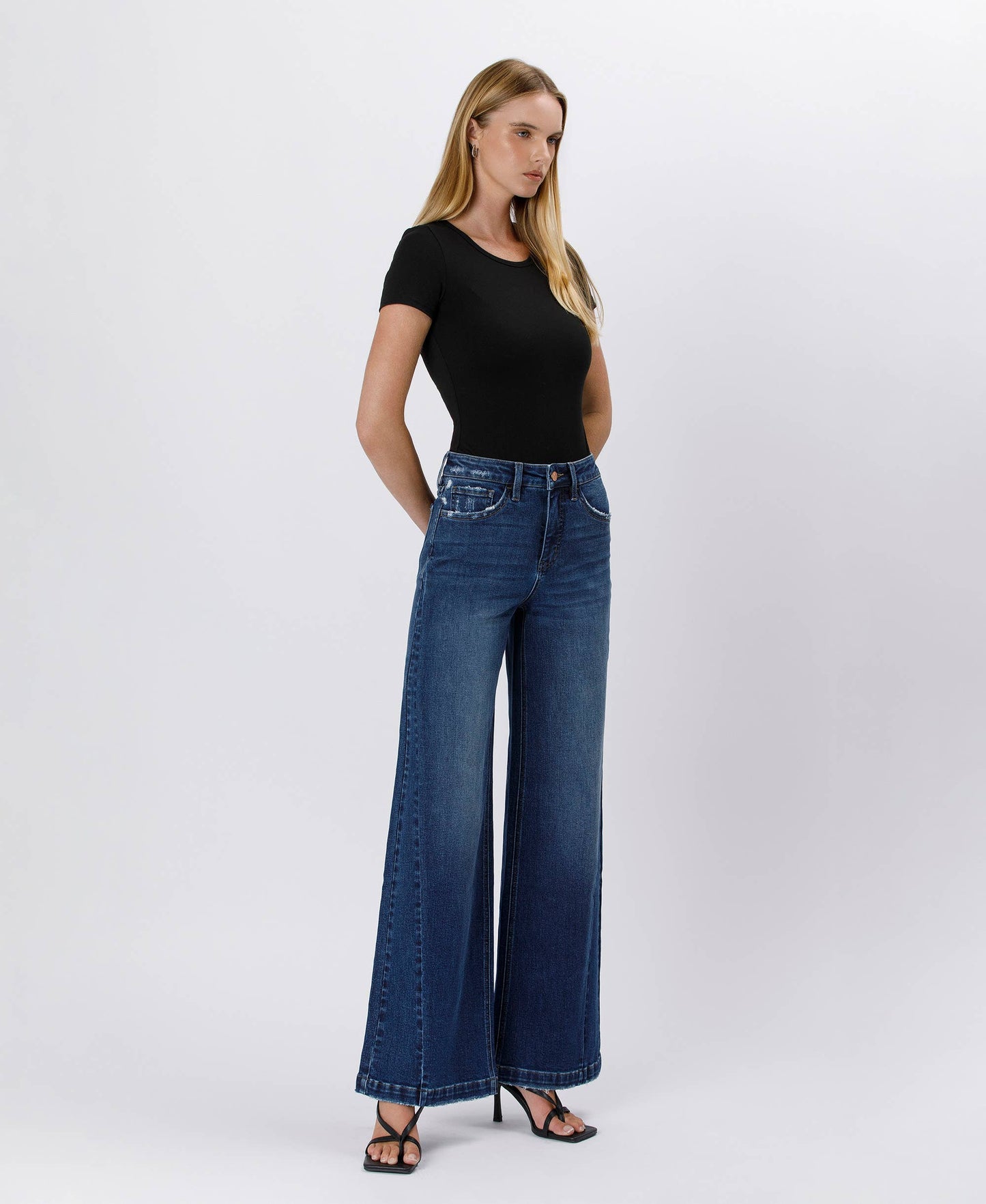 Lovervet by VERVET - TUMMY CONTROL HIGH RISE WIDE LEG JEANS LV1443