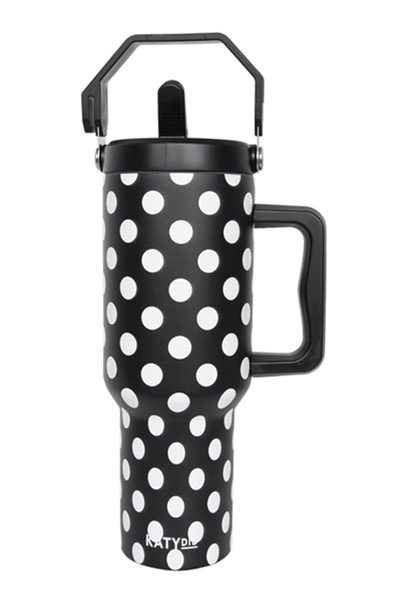 Katydid - Black & White Polka Dots Tumbler With Designs