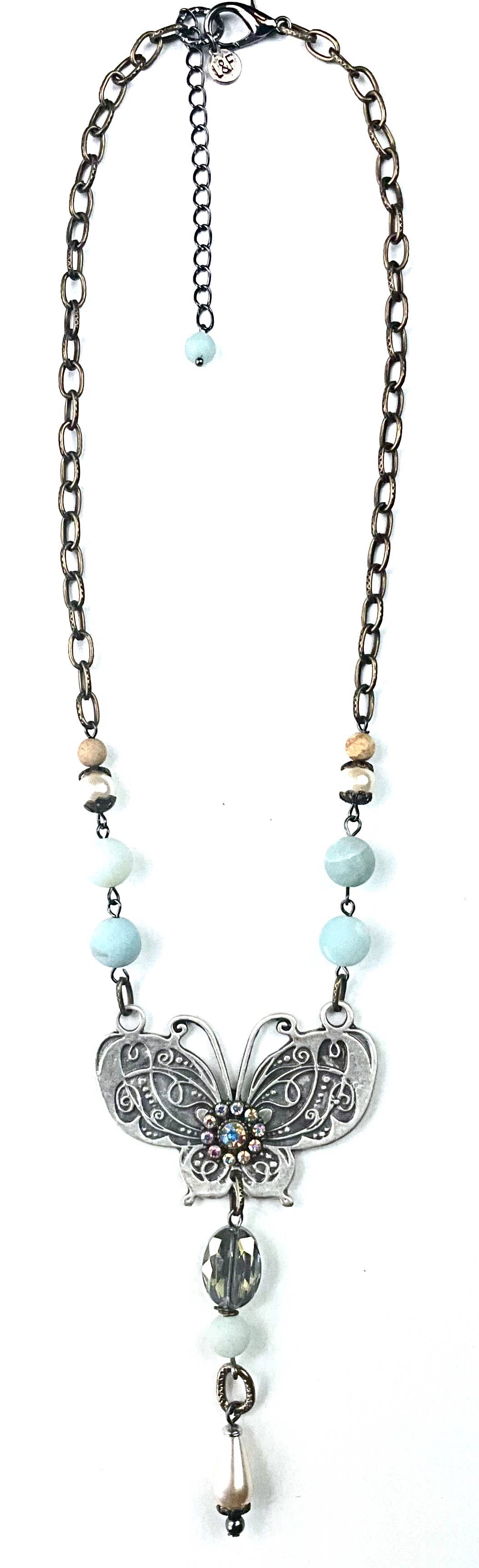 Lost & Found Trading - NK BEADED & CHAIN W/BUTTERFLY PENDANT