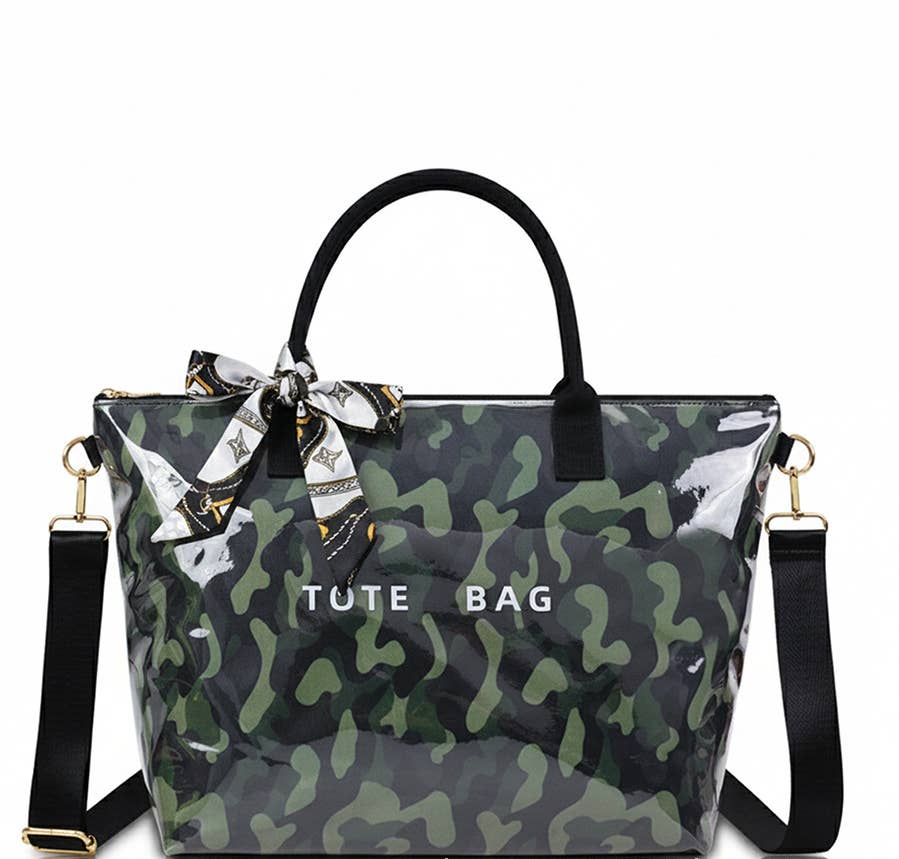 MKS America - Zip Checkered tote crossbody leopard waterproof beach bag