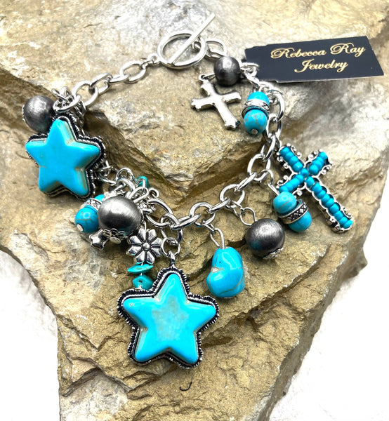 Rebecca Ray Jewelry - Vintage‑Inspired Boho Silver Charm Bracelet