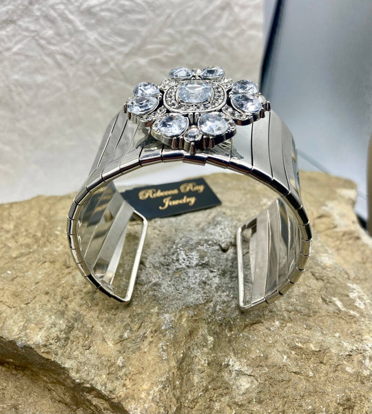 Rebecca Ray Jewelry - Silver Crystal Boho Statement Cuff