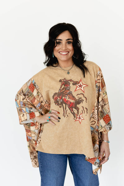 VARSITY RODEO - VR108 PONCHO- STAR COWBOY (ONE SIZE)