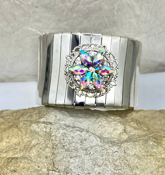 Rebecca Ray Jewelry - Boho Floral  Crystal  Statement Cuff Bracelet