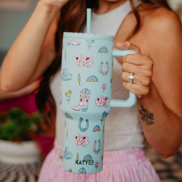 Katydid - Lucky Girl Western Tumbler with Handle