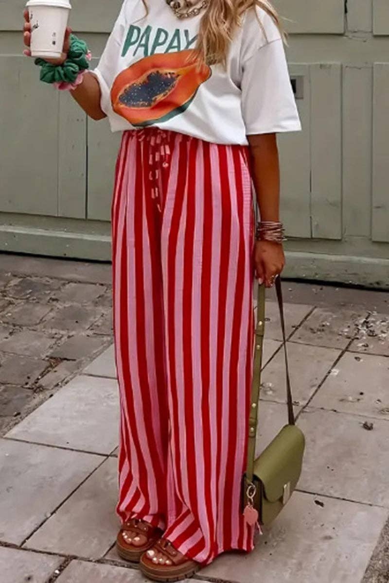 Soli Echo - Striped Wide-Leg Casual Pants