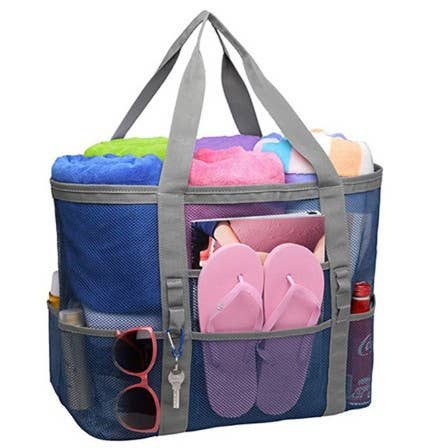 MKS America - Beach mesh bag swim hollow out tote bag