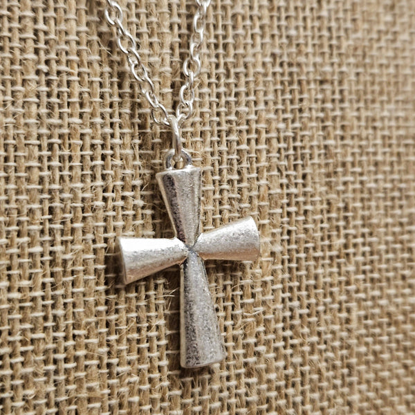 Singing River Boutique - Layered Cross Necklace – Worn Silver Pendant
