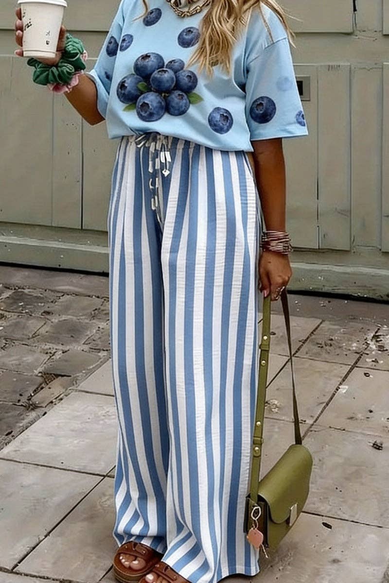 Soli Echo - Striped Wide-Leg Casual Pants