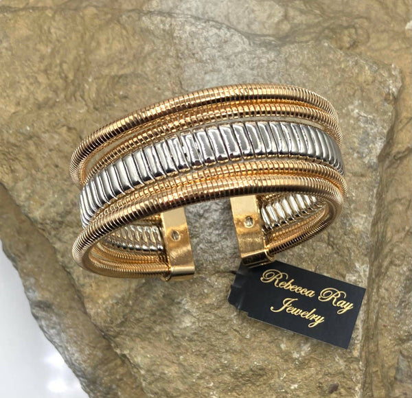Rebecca Ray Jewelry - Boho Stacked Metal Cuff Bracelet