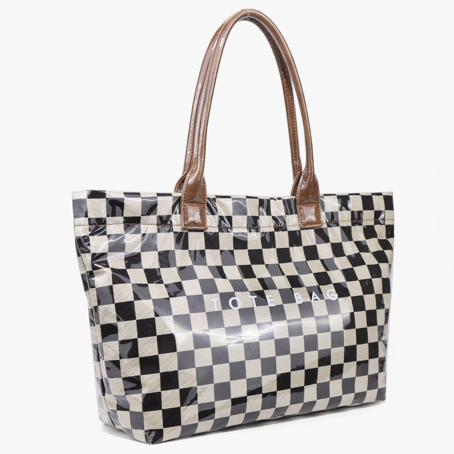MKS America - Zipper Checkered Tote Bag Waterproof Beach Tote Bag