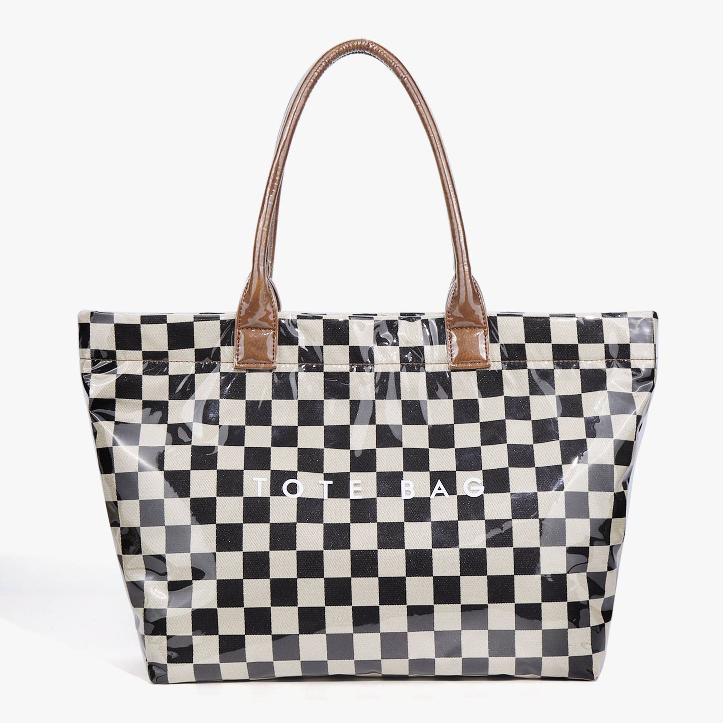 MKS America - Zipper Checkered Tote Bag Waterproof Beach Tote Bag