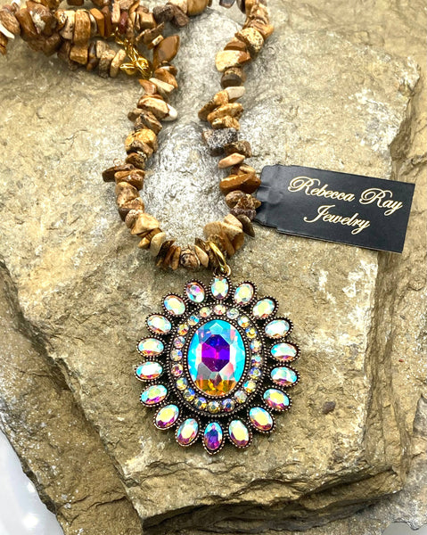 Rebecca Ray Jewelry - Boho Gemstone Concho Crystal Statement Necklace