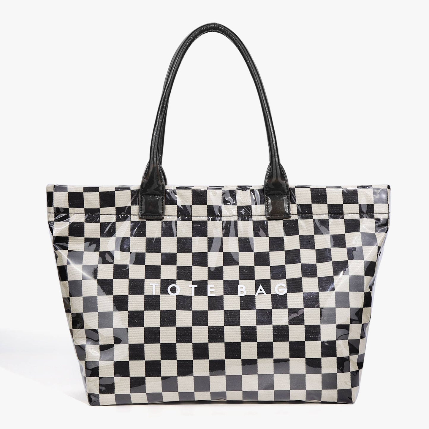 MKS America - Zipper Checkered Tote Bag Waterproof Beach Tote Bag