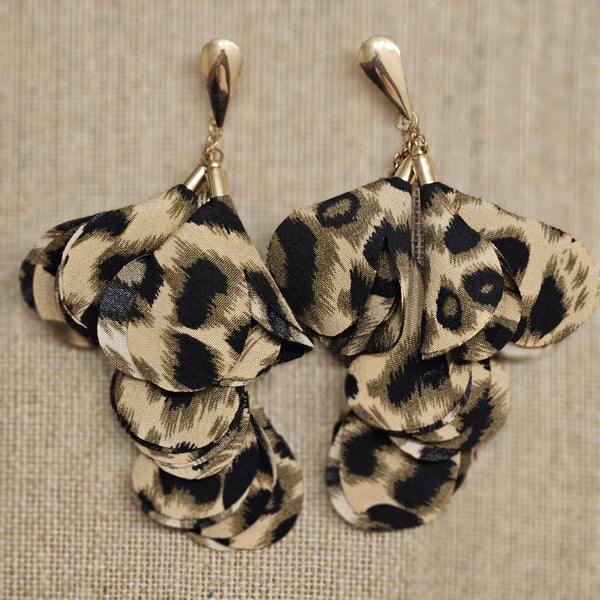 Singing River Boutique - Sheer Leopard Chiffon Dangle Earrings – Lightweight Statement Studs
