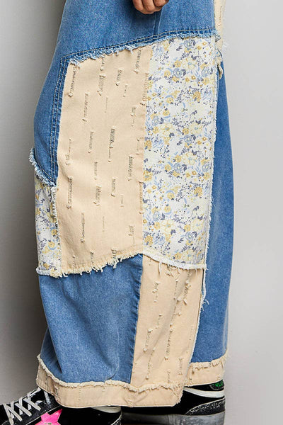 Pol Clothing - Stripe Patch Back Elastic Band Twill High Rise Wide Pants