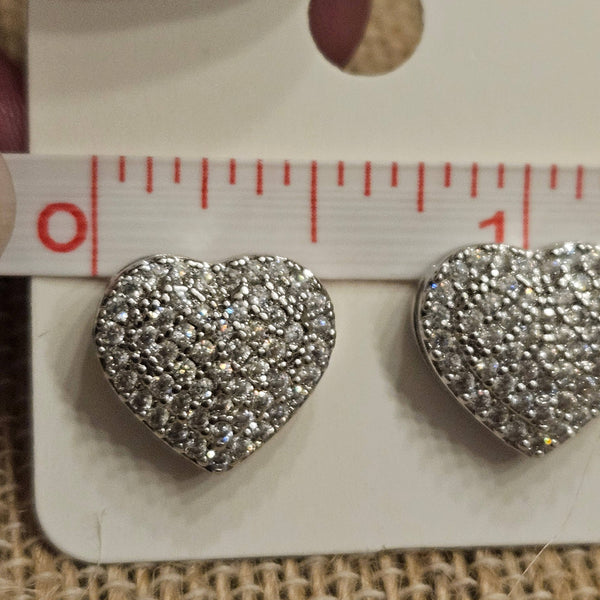 Singing River Boutique - Heart Pave Crystal Stud Earrings