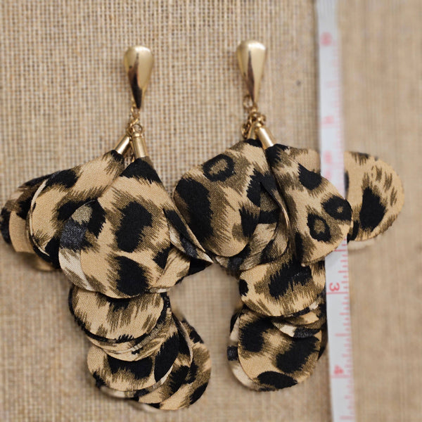 Singing River Boutique - Sheer Leopard Chiffon Dangle Earrings – Lightweight Statement Studs