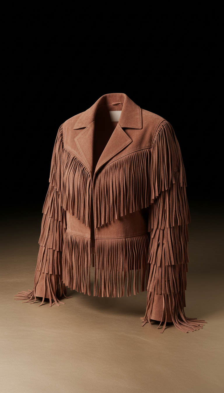 Desert rose suede fringe jacket